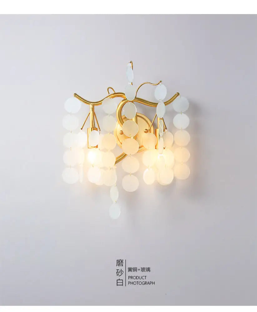 Modernist Metal 2-Head Wall Light Fixture In Brass With Crystal Deco - Bedroom Sconce Lighting White