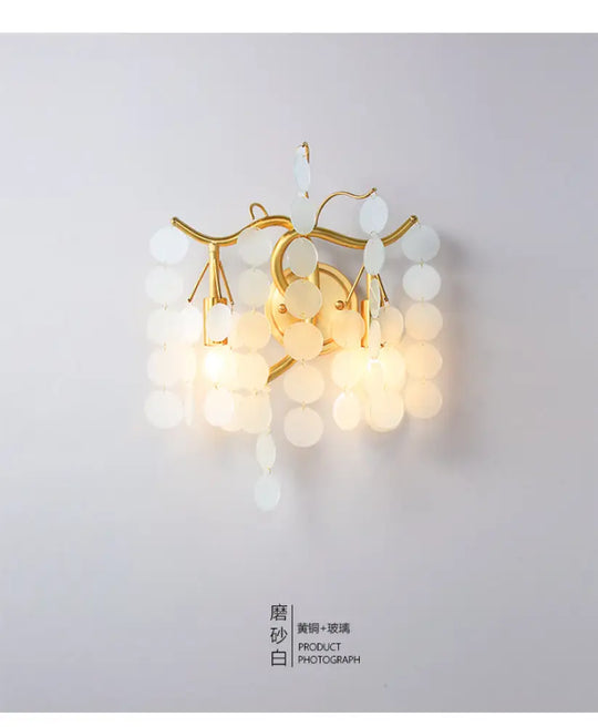 Modernist Metal 2-Head Wall Light Fixture In Brass With Crystal Deco - Bedroom Sconce Lighting White