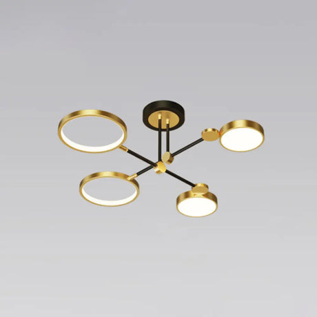 Modernist Metal Ring Chandelier Pendant Light With Hanging Cord - Perfect For Living Room 4 / Gold