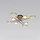 Modernist Metal Ring Chandelier Pendant Light With Hanging Cord - Perfect For Living Room 8 / Gold