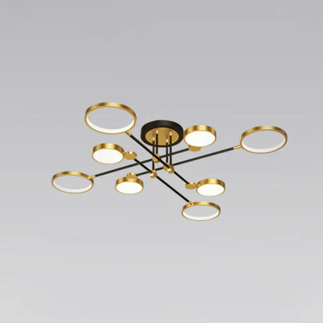 Modernist Metal Ring Chandelier Pendant Light With Hanging Cord - Perfect For Living Room 8 / Gold
