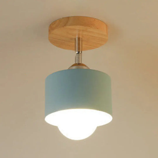 Modernist Metal Semi Mount Ceiling Light With Rotatable Cylinder Design - 1 White/Green Blue