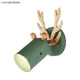 Modernist Metal Wall Sconce With Antler Design And Cylinder Shape For Bedroom Lighting