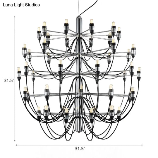 Modernist Metallic 18/30-Light Layered Chandelier: Stylish Dining Room Ceiling Lamp In Chrome