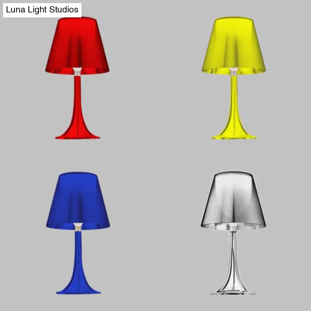 Modernist Nightstand Lamp With White Glass Cone Shade & 1 Light Reading Table Lighting