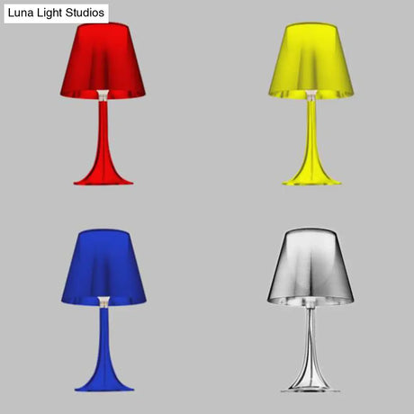Modernist Nightstand Lamp With White Glass Cone Shade & 1 Light Reading Table Lighting