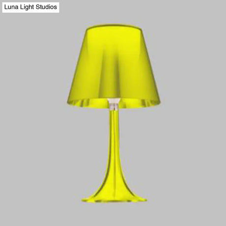 Modernist Nightstand Lamp With White Glass Cone Shade & 1 Light Reading Table Lighting
