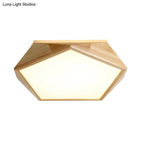 Modernist Pentagon Led Flush Mount Lamp In Beige Warm/White Light - 16.5’/20.5’ Wide Ideal For