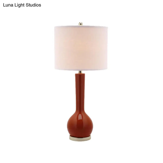 Modernist Red/White Fabric Cylinder Table Light
