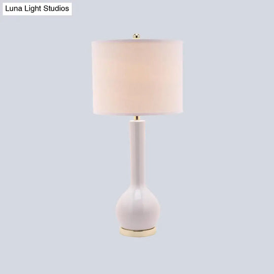 Modernist Red/White Fabric Cylinder Table Light