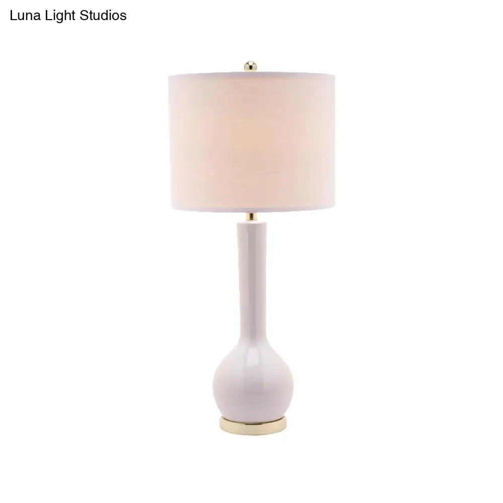 Modernist Red/White Fabric Cylinder Table Light
