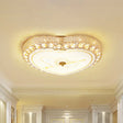 Modernist Rose Gold Heart Flush Light Ceiling Fixture With Crystal Bead Trim