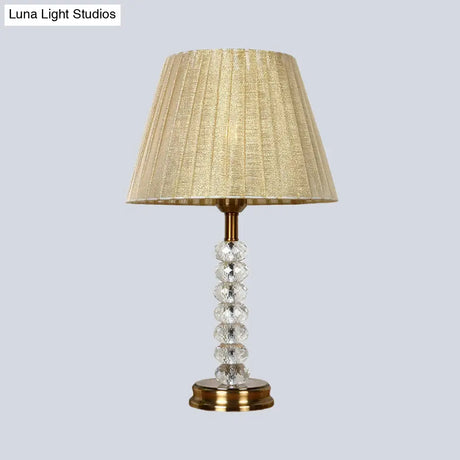 Modernist Shaded Study Lamp - Beige Fabric 1 Head Ideal For Bedroom Reading