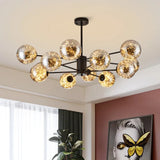 Modernist Smoke Grey Glass Led Pendant Chandelier - Global Design With Inner Glowing String 12 /