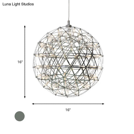Modernist Stainless Steel Firework Chandelier With Led Orb Shade - 8/12 W Chrome