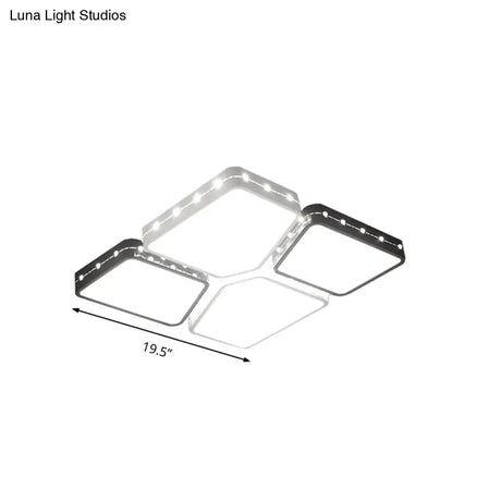 Modernist Style Acrylic Flush Mount Bedroom Lighting - 19.5’/23.5’ Square Led Ceiling Light In