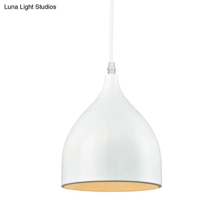 Modernist Style Black/White Hanging Lamp With Domed Metal Shade And 1 Bulb For Kitchen Pendant Light