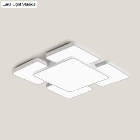 Modernist Style Flush Mount Lamp: Acrylic Shade Ceiling Light Black/White 20.5’/24.5’ 5/7 Lights