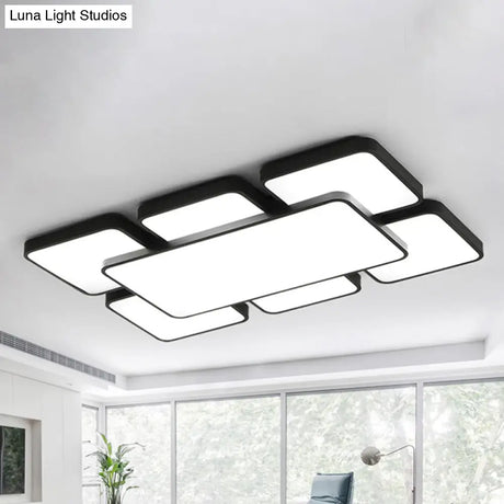 Modernist Style Flush Mount Lamp: Acrylic Shade Ceiling Light Black/White 20.5’/24.5’ 5/7 Lights