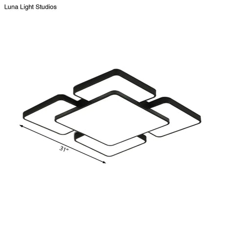 Modernist Style Flush Mount Lamp: Acrylic Shade Ceiling Light Black/White 20.5’/24.5’ 5/7 Lights
