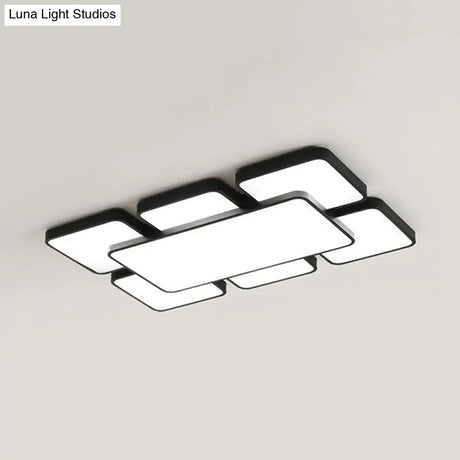 Modernist Style Flush Mount Lamp: Acrylic Shade Ceiling Light Black/White 20.5’/24.5’ 5/7 Lights