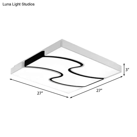 Modernist Style Led Flush Mount Lighting In White - 16.5’/27’ Width For Living Room