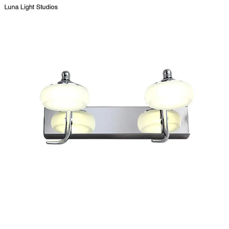 Modernist Style Silver Wall Lamp With Round Frosted Acrylic Shade 2/3 Heads Warm/White Lighting -