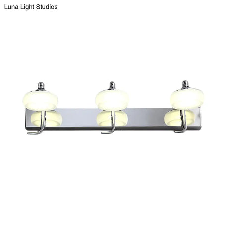 Modernist Style Silver Wall Lamp With Round Frosted Acrylic Shade 2/3 Heads Warm/White Lighting -