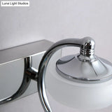 Modernist Style Silver Wall Lamp With Round Frosted Acrylic Shade 2/3 Heads Warm/White Lighting -