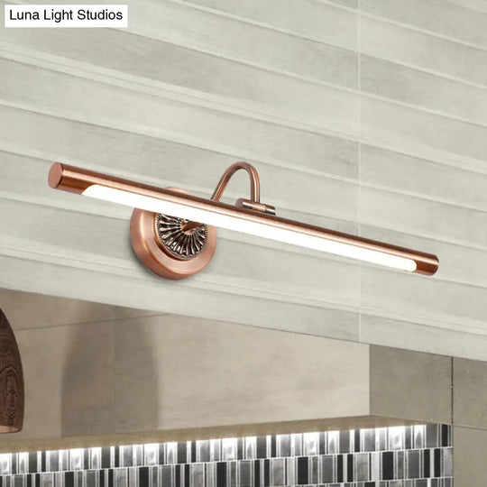 Modernist Style Tube Metal Vanity Sconce Light Led Wall Mount Lamp (18/22 W) In Weathered