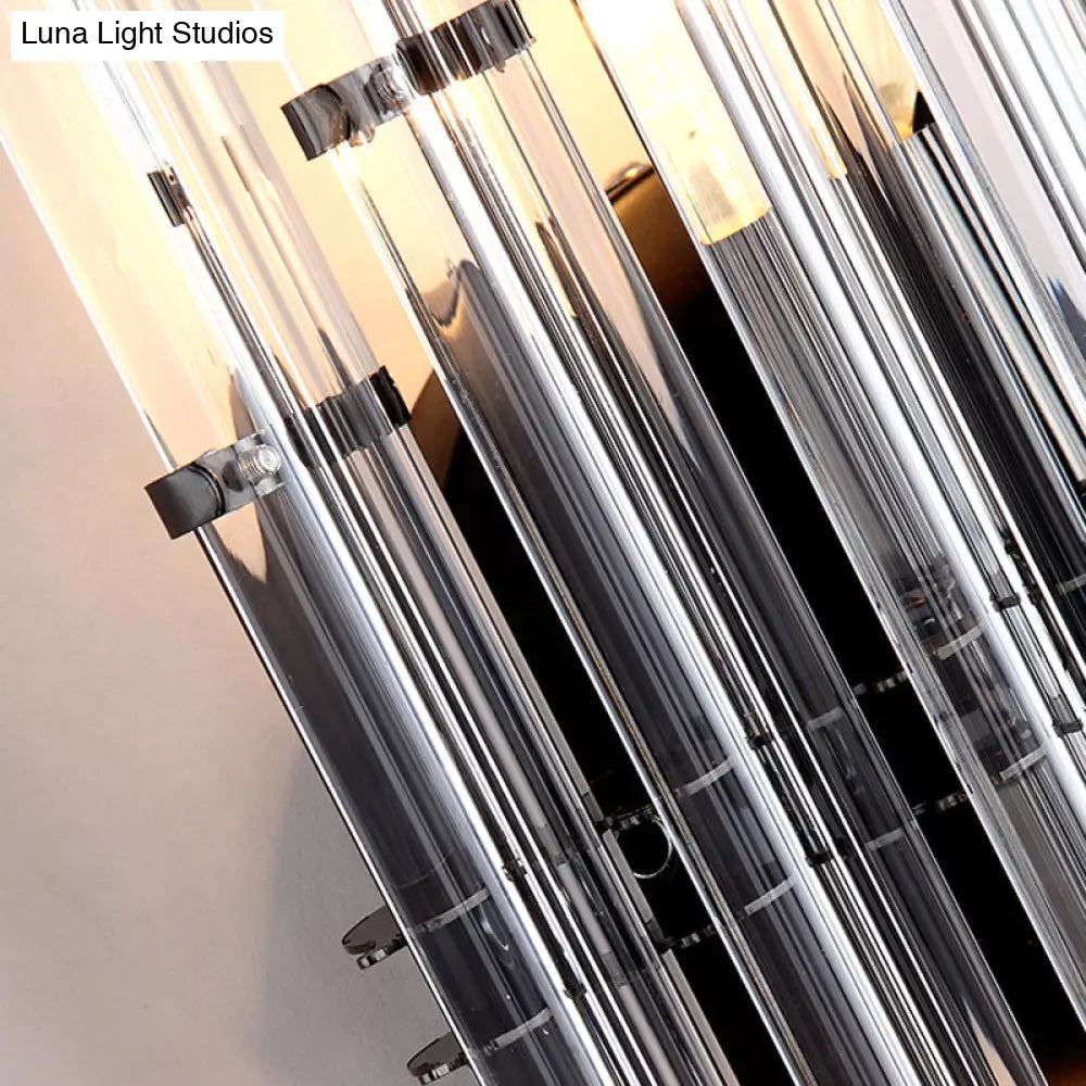Modernist Tubular Wall Lighting With Clear Crystal 2 Lights Chrome Finish - Living Room Fixture