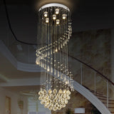Modernist Twirl Crystal Pendant Light - 6-Light Led Cluster Silver