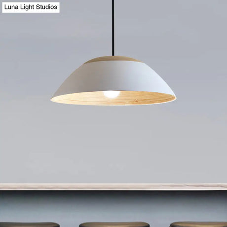 Modernist White/Black Restaurant Pendant Light With Dome Metal Shade - Sleek Ceiling Hang Fixture