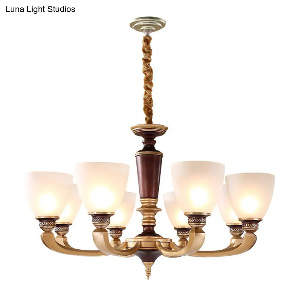 Modernist White Frosted Glass Brass Bowl Pendant Ceiling Light Chandelier Kit