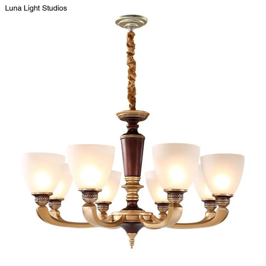 Modernist White Frosted Glass Brass Bowl Pendant Ceiling Light Chandelier Kit