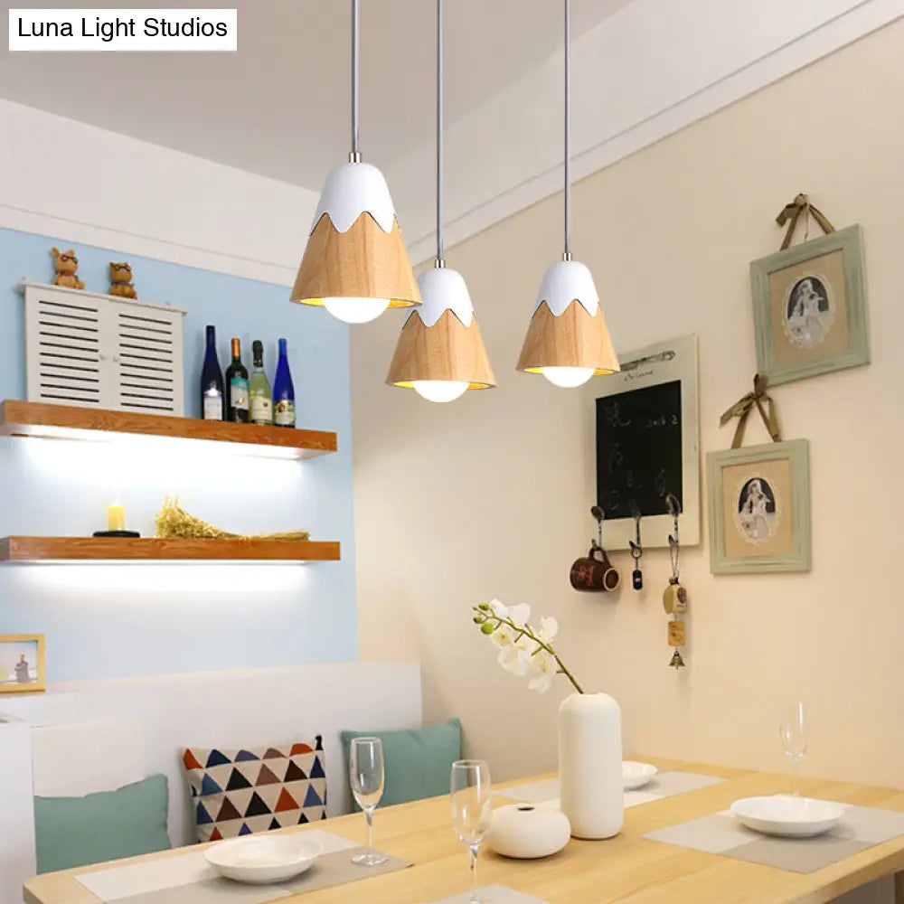 Modernist White Wood Shade Pendant Light - Sleek 1-Head Suspended Lighting Fixture