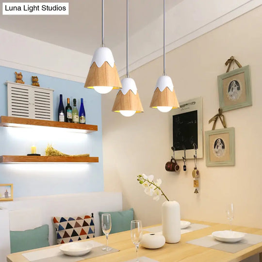 Modernist White Wood Shade Pendant Light - Sleek 1-Head Suspended Lighting Fixture