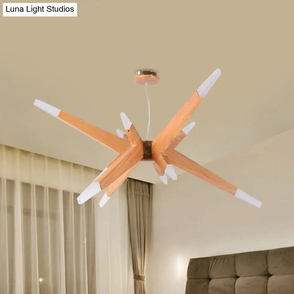 Modern Wood Sputnik Chandelier Pendant Light With Led 12 Lights - Perfect For Bedroom Suspension