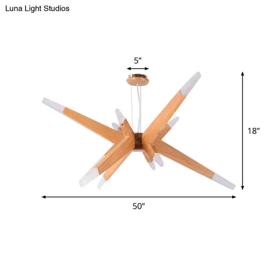 Modern Wood Sputnik Chandelier Pendant Light With Led 12 Lights - Perfect For Bedroom Suspension
