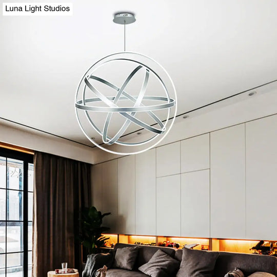 Modernistic Acrylic Globe Chandelier Pendant - 19.5’ Wide 1-Light White Ceiling Fixture