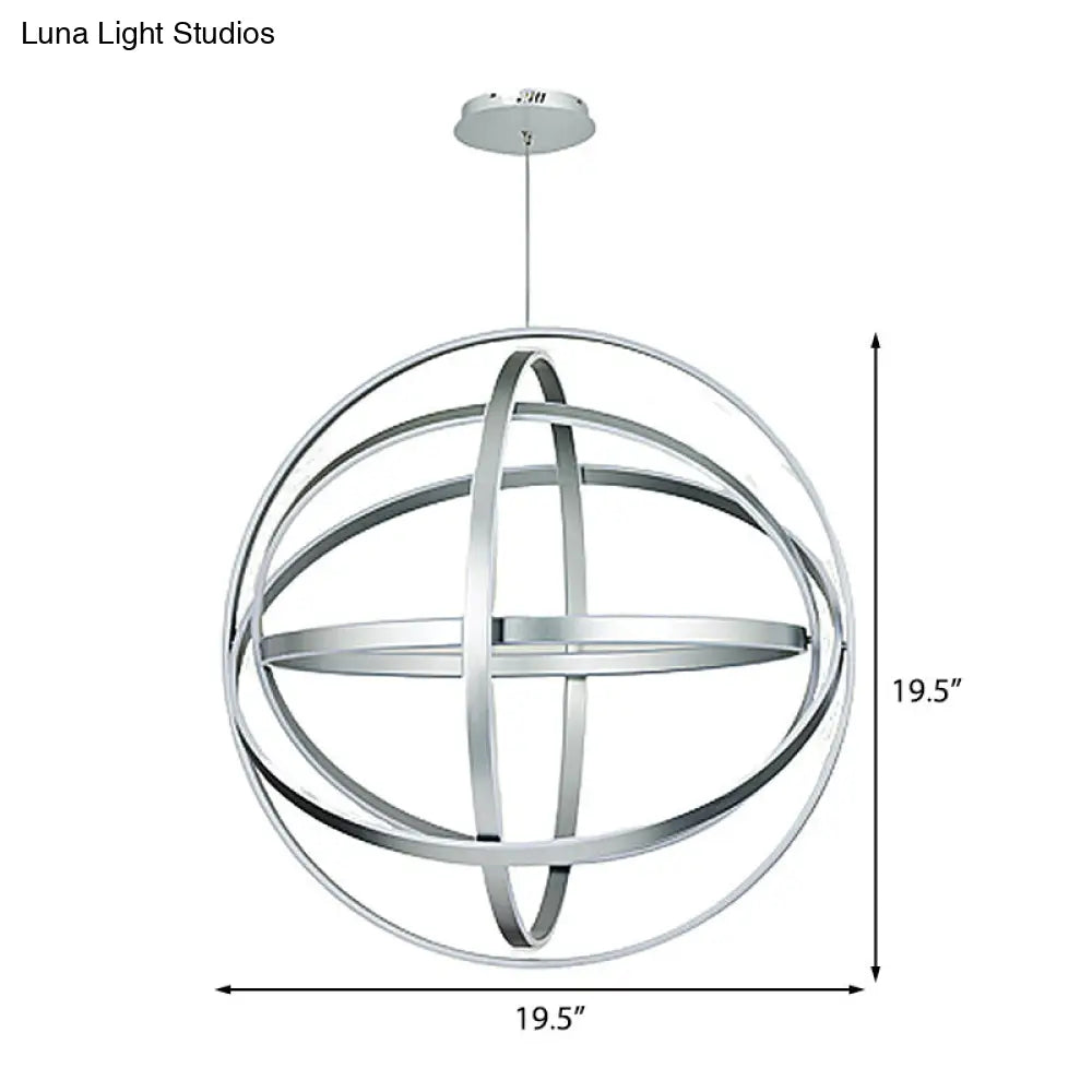 Modern 19.5 Acrylic Globe Chandelier Pendant - White Ceiling Light Fixture