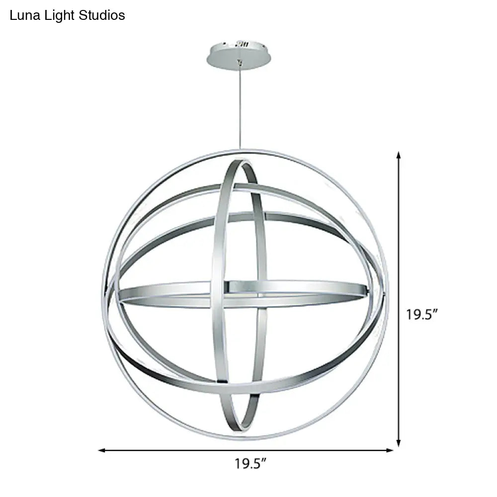 Modernistic Acrylic Globe Chandelier Pendant - 19.5’ Wide 1-Light White Ceiling Fixture