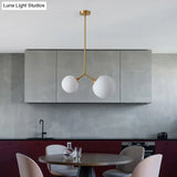 Modo Bedside Pendant Light - Minimalistic White Glass & Gold Finish 2 Bulbs