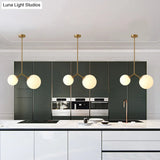 Modo Bedside Pendant Light - Minimalistic White Glass & Gold Finish 2 Bulbs