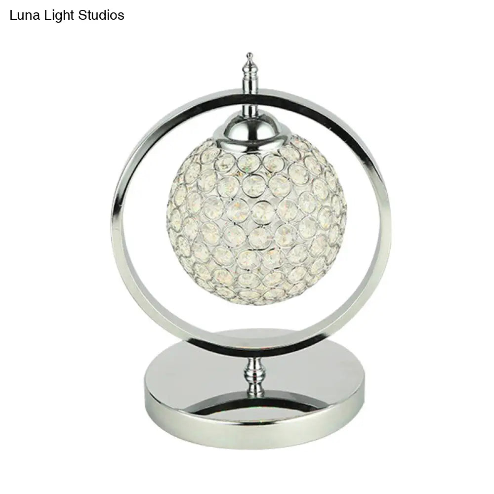 Minimalist Chrome Crystal Led Study Room Night Table Lamp