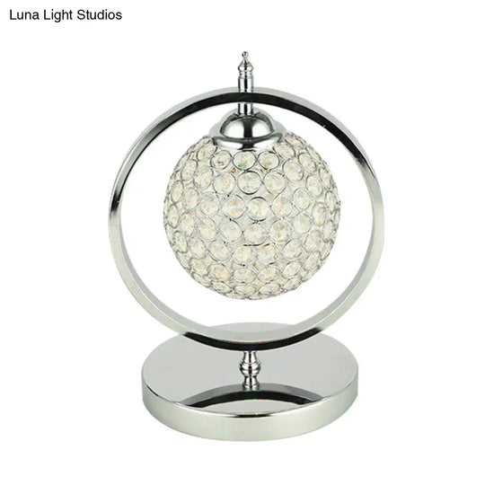 Minimalist Chrome Crystal Led Study Room Night Table Lamp