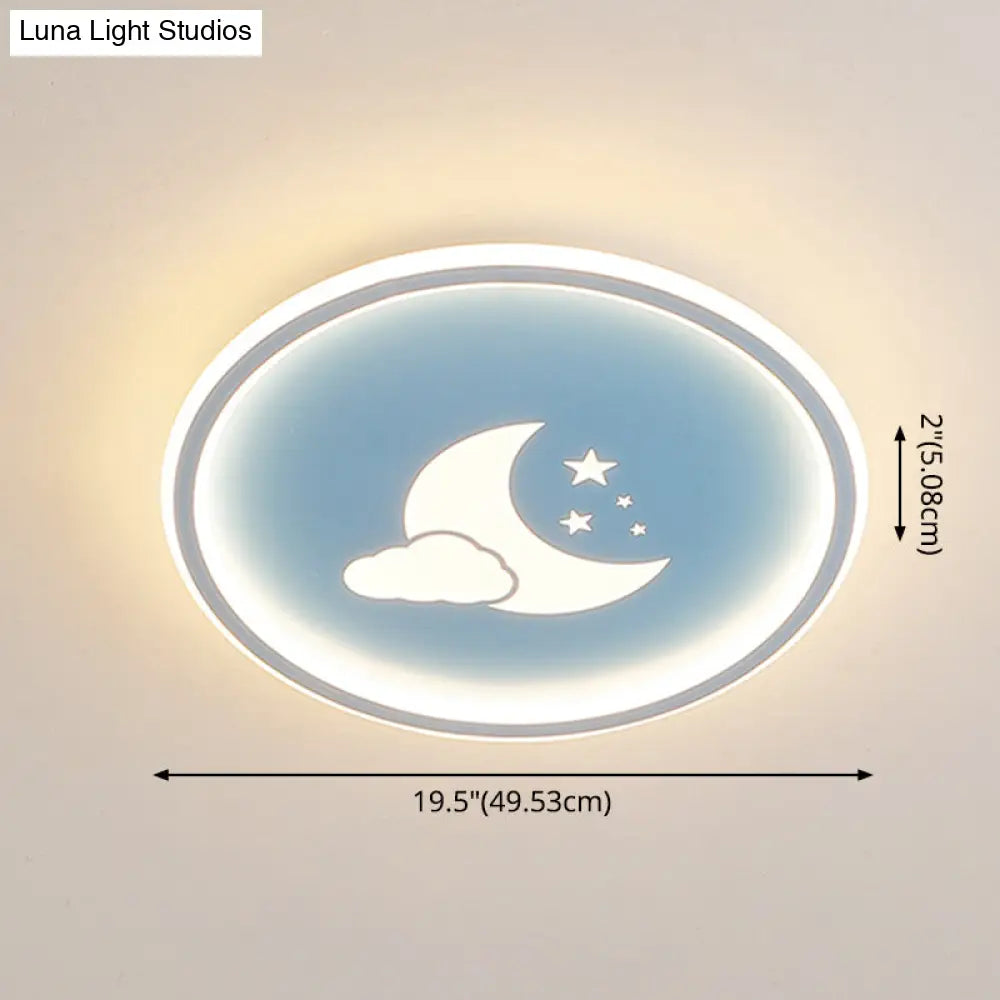 Moon And Star Flush Mount Ceiling Light For Modern Bedrooms