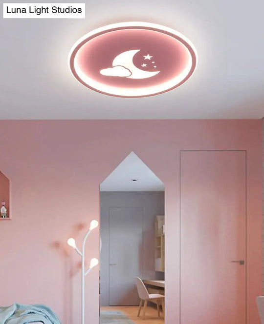 Moon And Star Flush Mount Ceiling Light For Modern Bedrooms