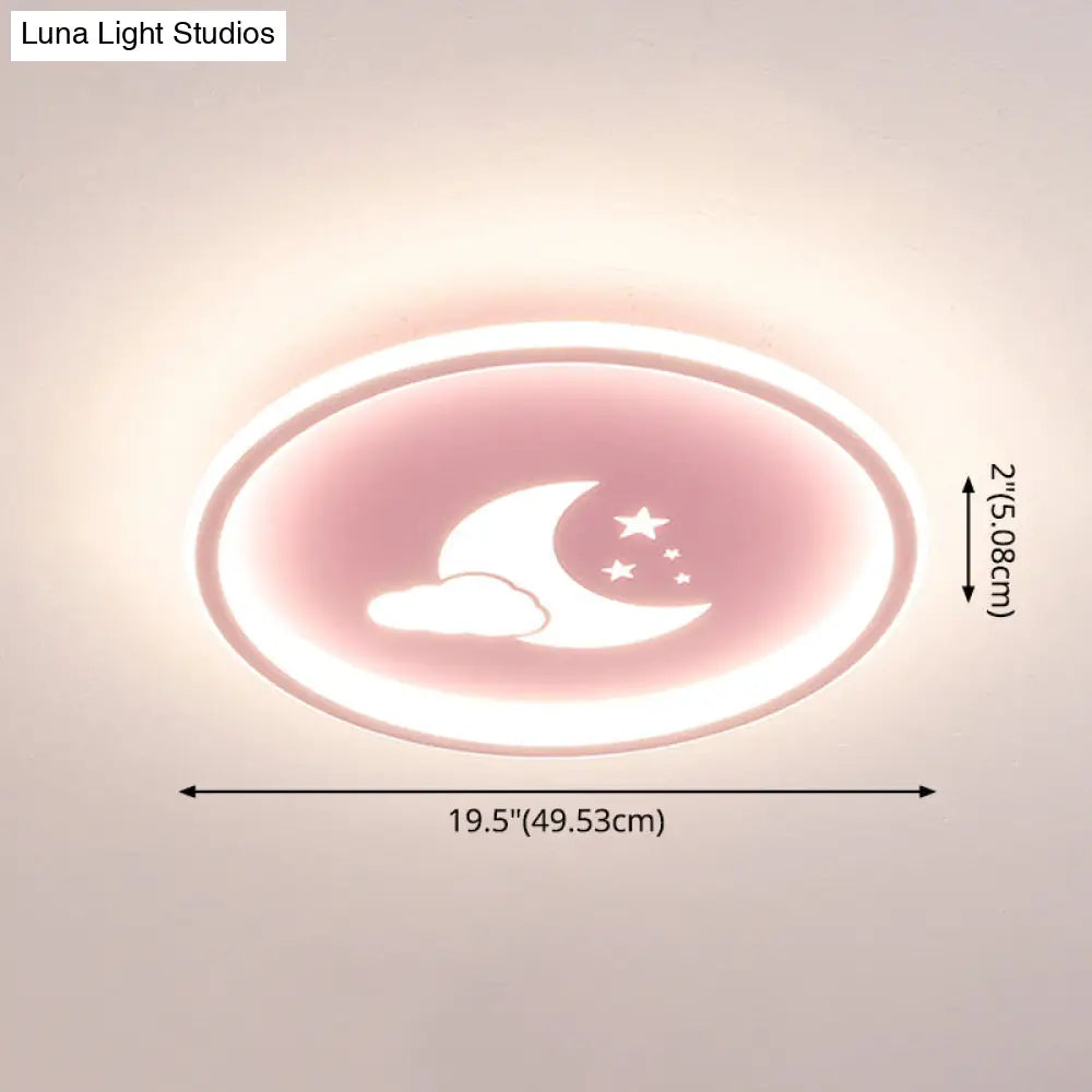 Moon And Star Flush Mount Ceiling Light For Modern Bedrooms