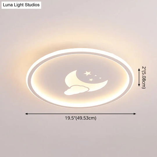 Moon And Star Flush Mount Ceiling Light For Modern Bedrooms